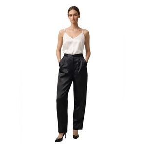Vintage Tahari Black Silk Trousers High Rise Pleated Dress Pants size 4